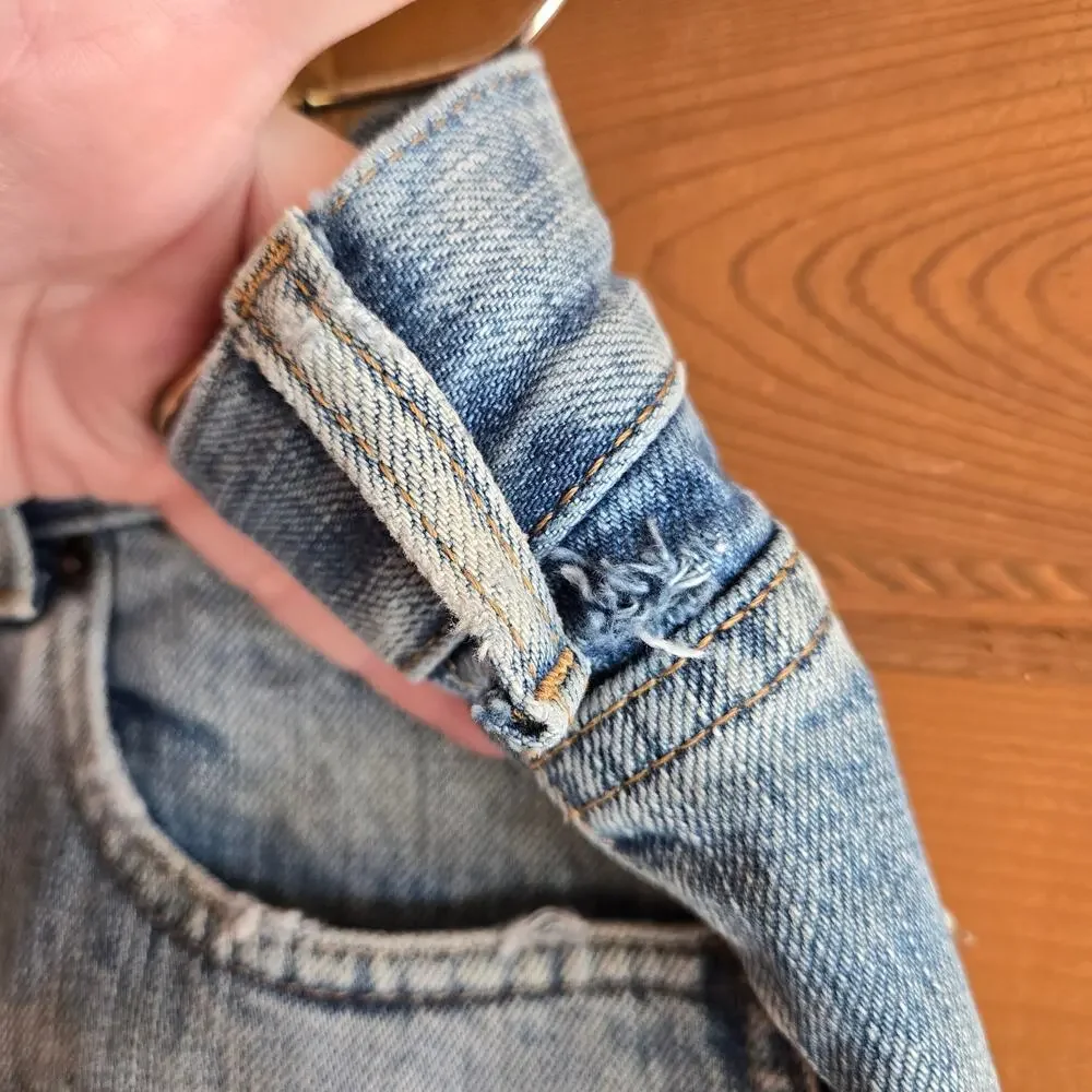 Saint Laurent Jean Short Bermuda Denim Raw Hem Winter Blue 29 Distressed Y2K